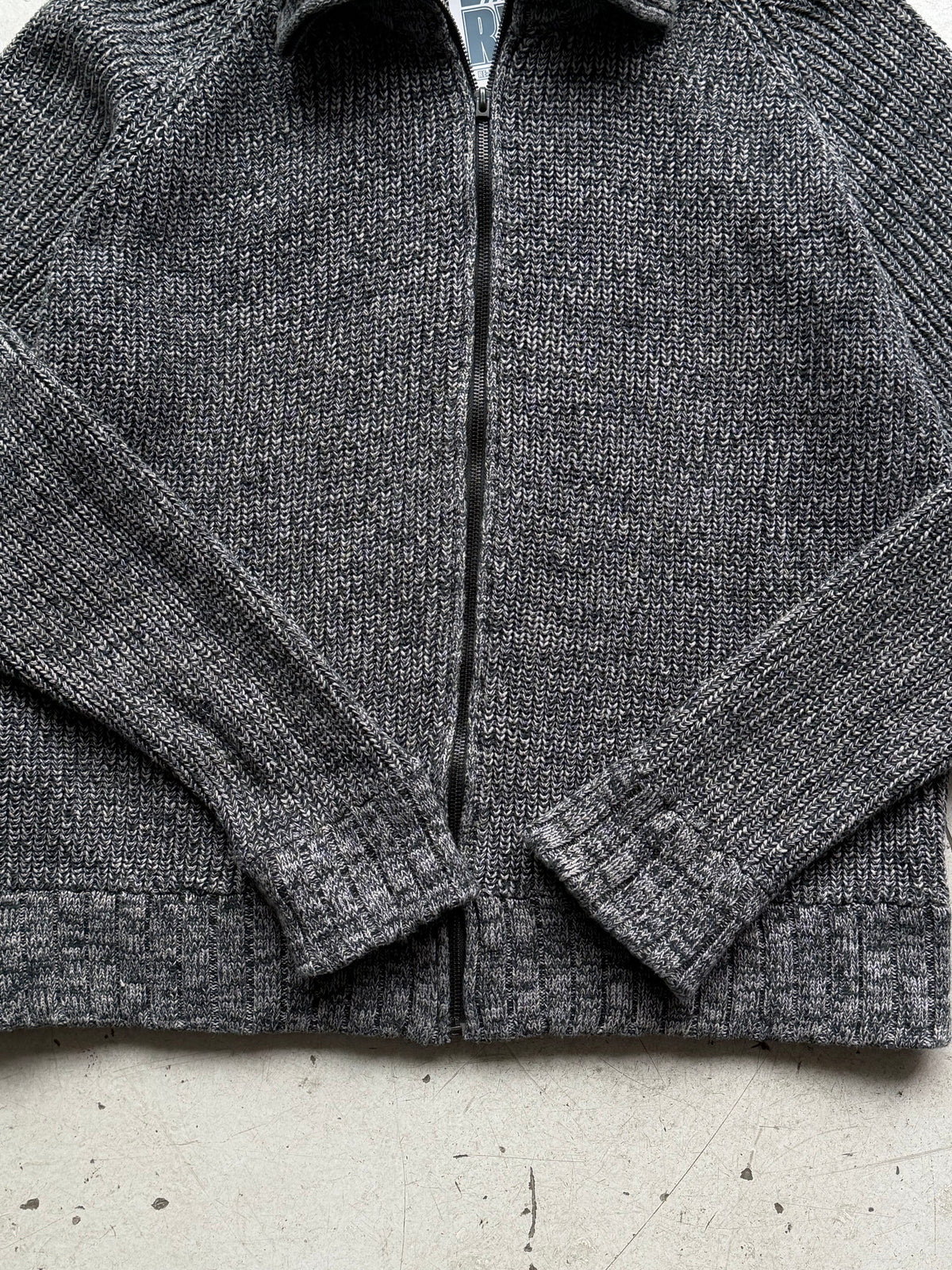 Vintage | Grovstrikket zip cardigan | Grå | M