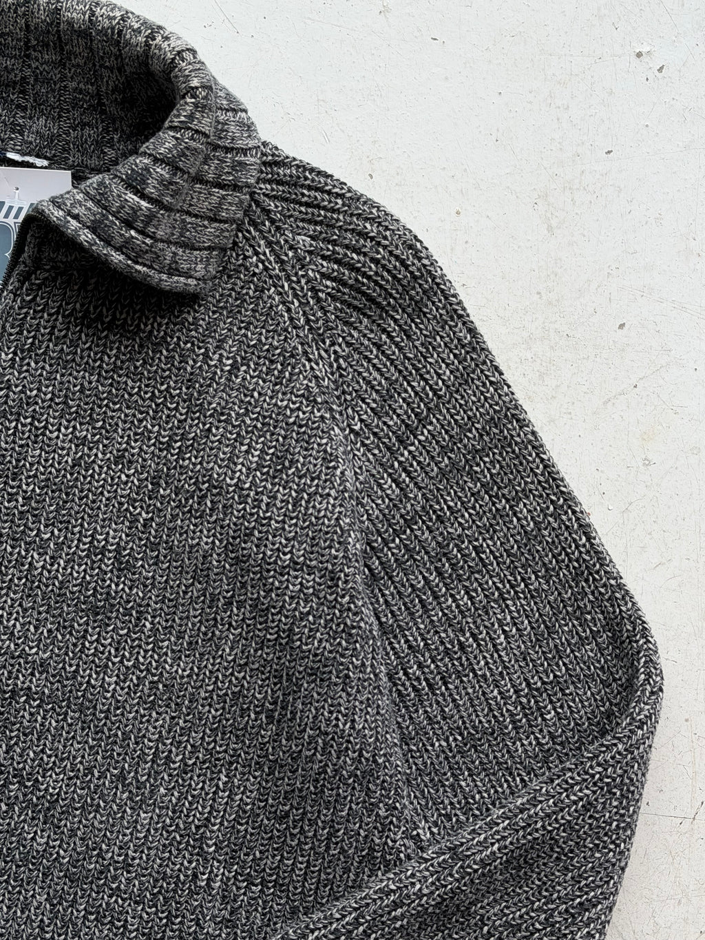 Vintage | Grovstrikket zip cardigan | Grå | M