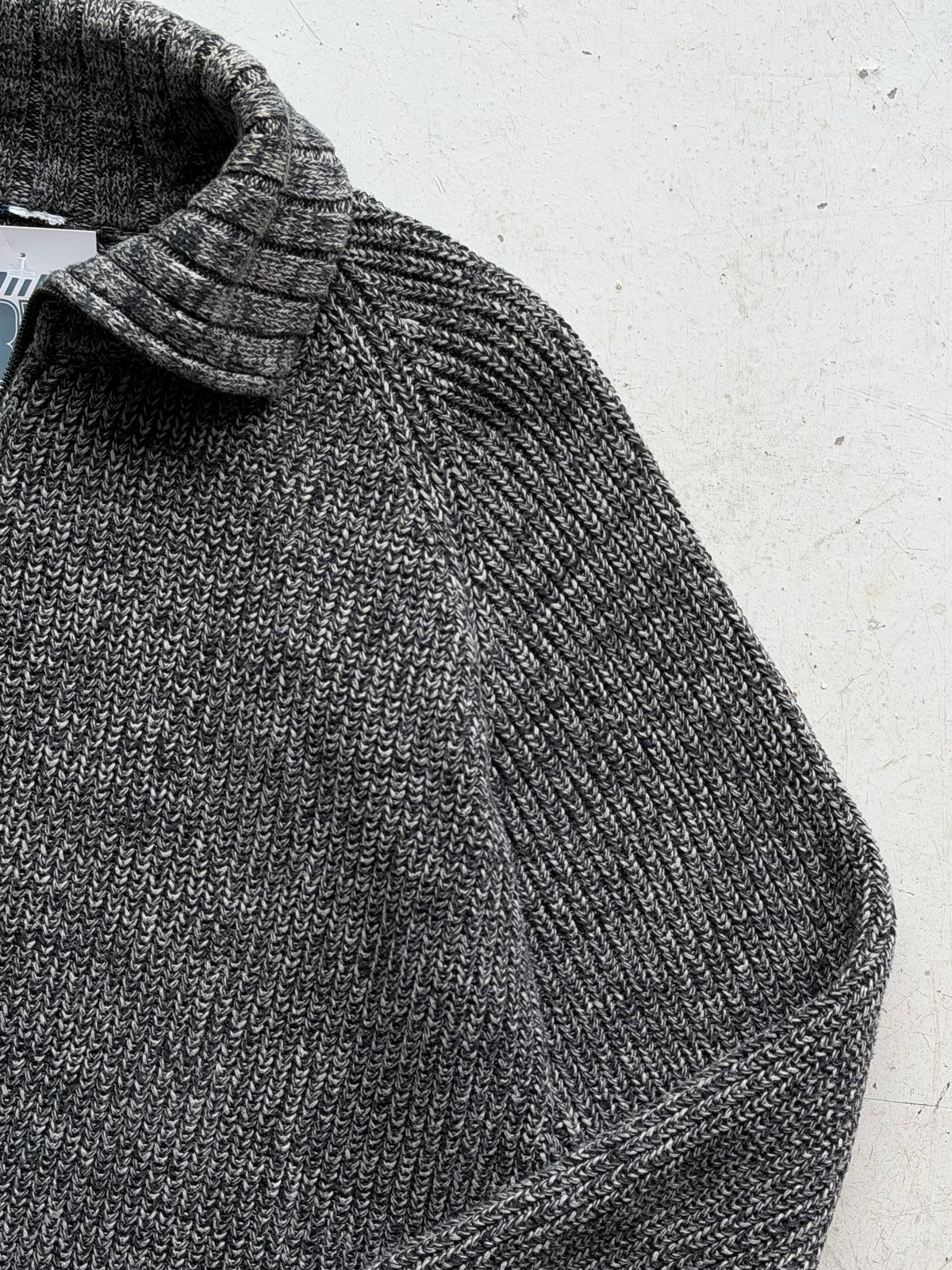 Vintage | Grovstrikket zip cardigan | Grå | M