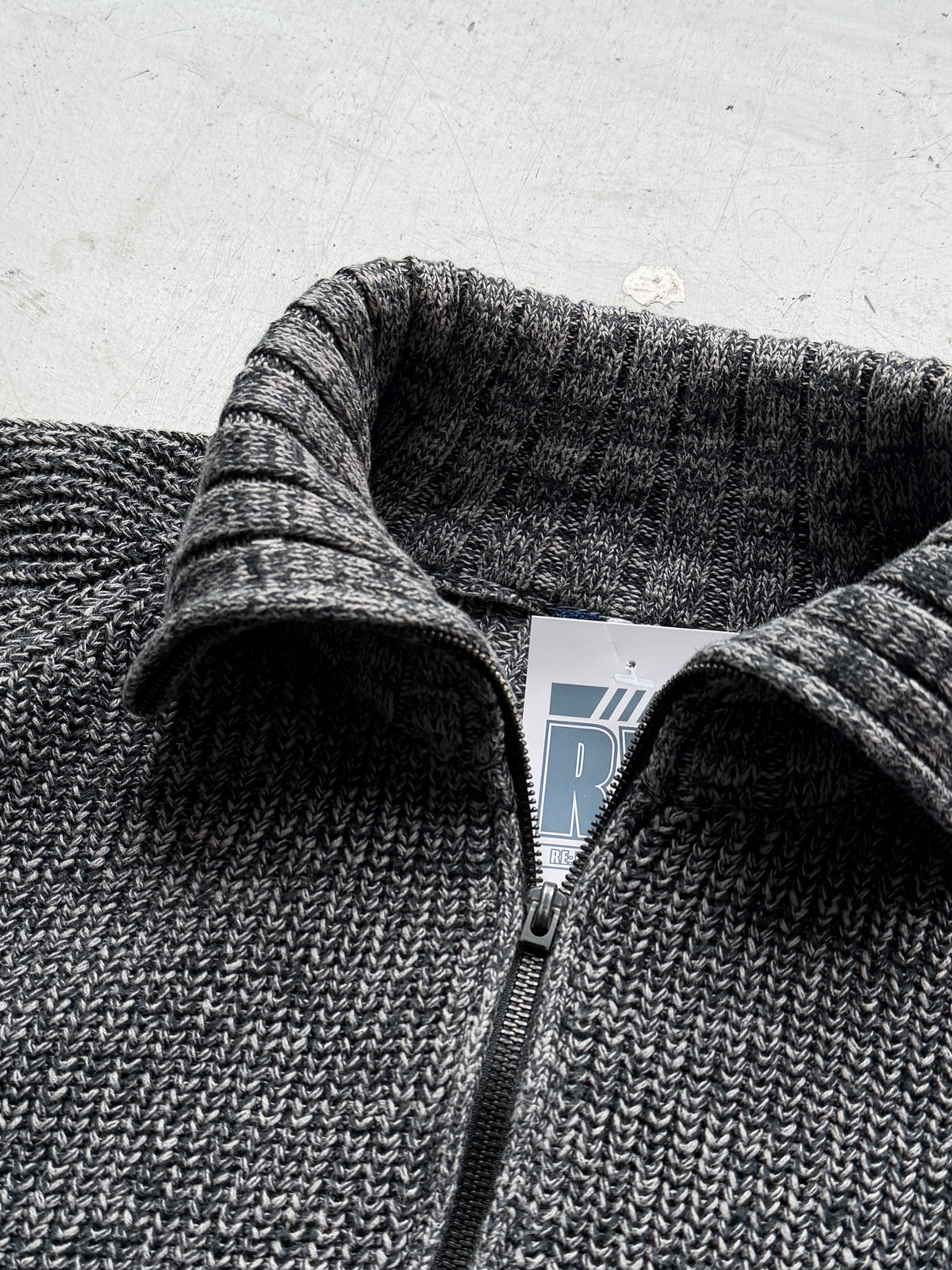 Vintage | Grovstrikket zip cardigan | Grå | M