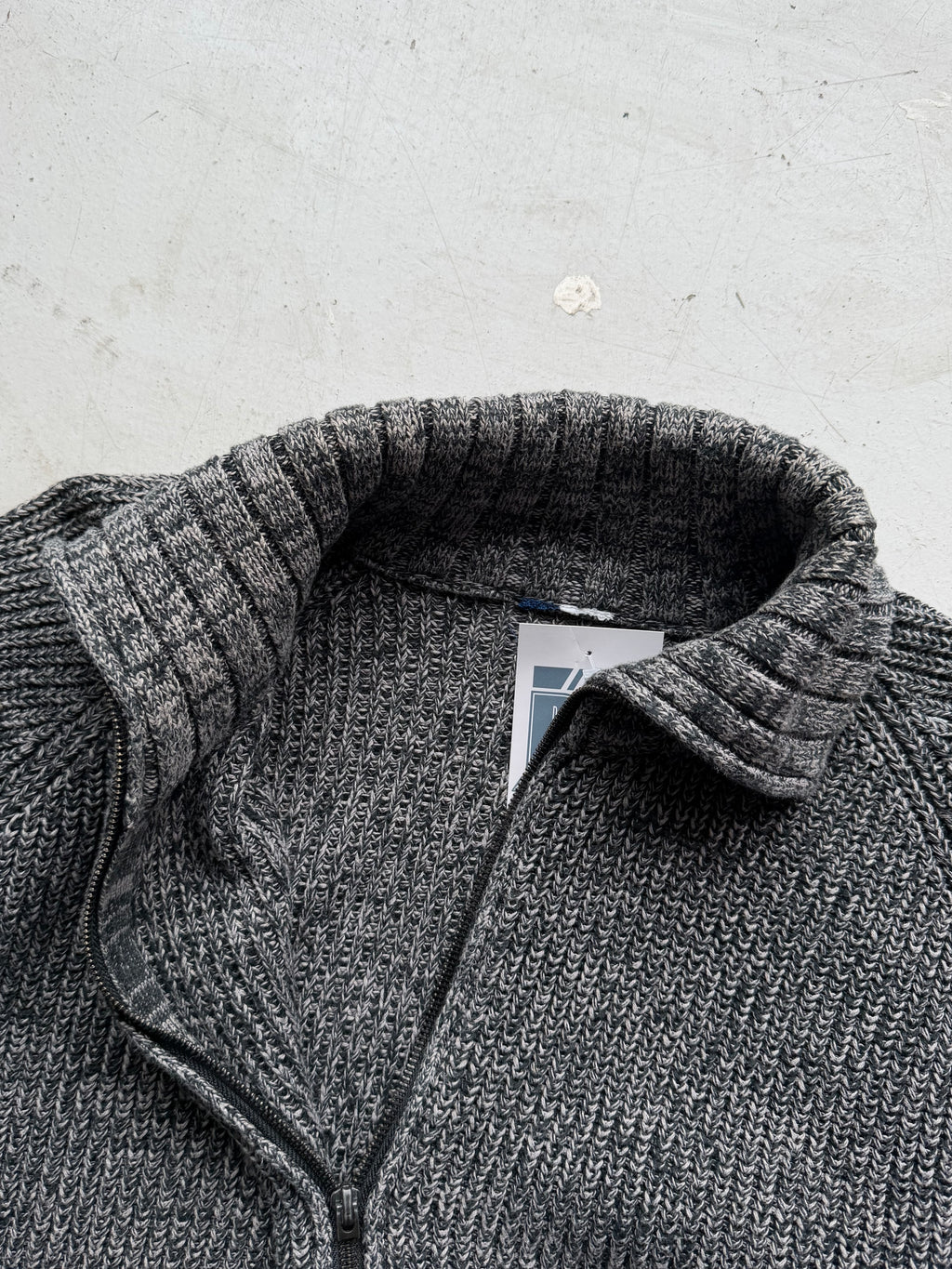 Vintage | Grovstrikket zip cardigan | Grå | M