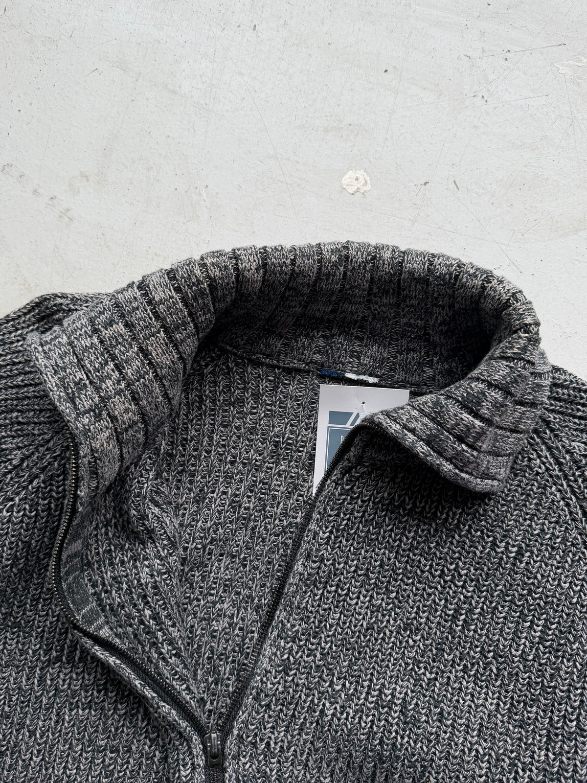 Vintage | Grovstrikket zip cardigan | Grå | M
