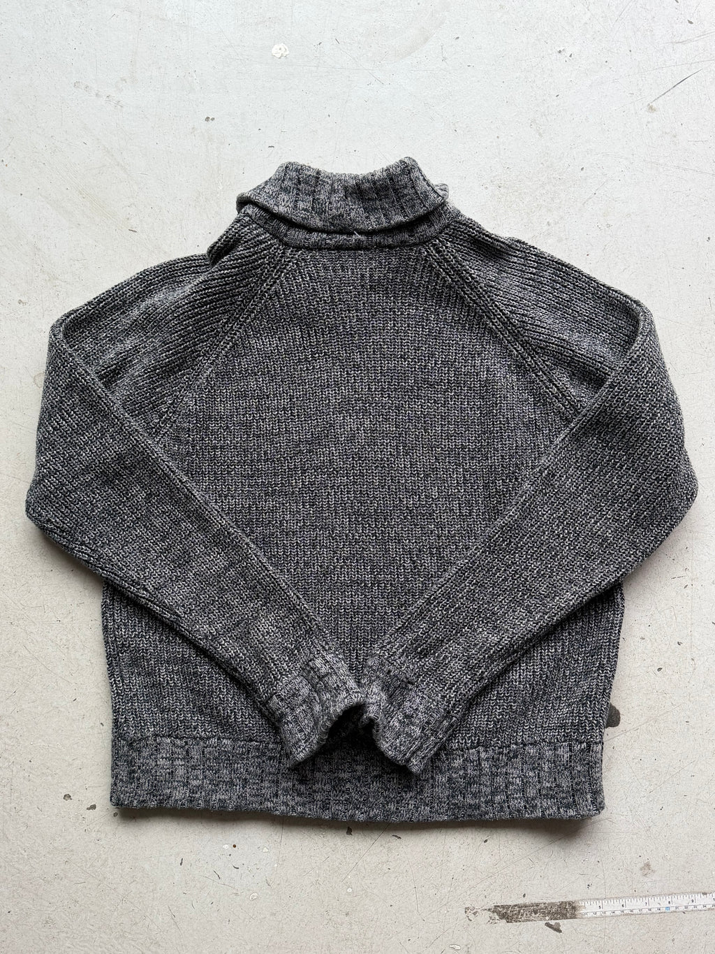 Vintage | Grovstrikket zip cardigan | Grå | M