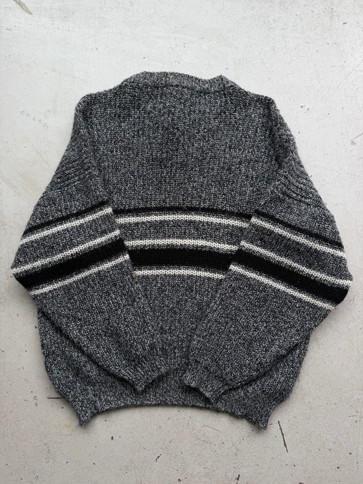 Vintage | Striktrøje med striber | Grå | M