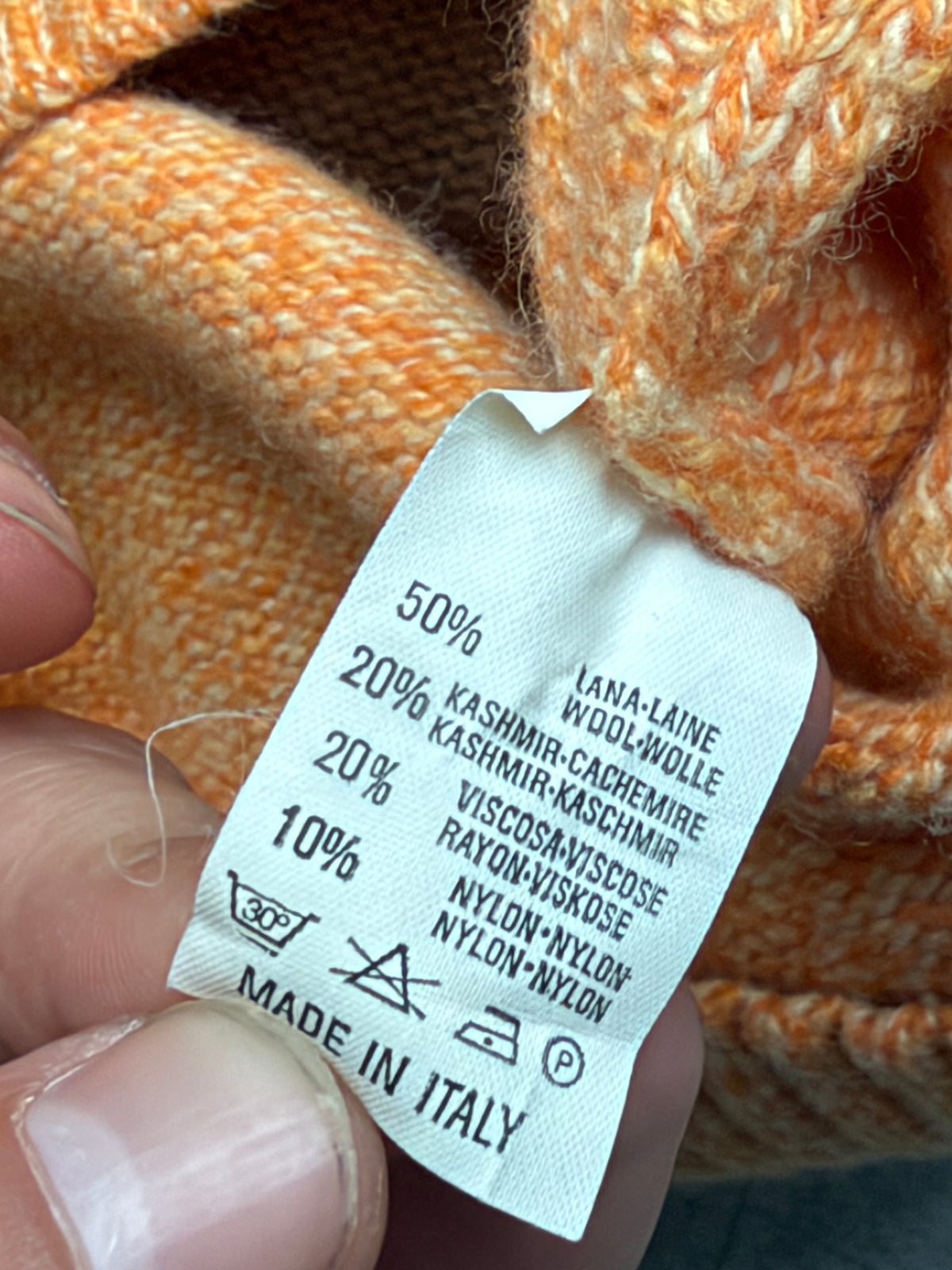 Venturo Cashmere | Argyle 1/4 zip strik | Orange | L/XL