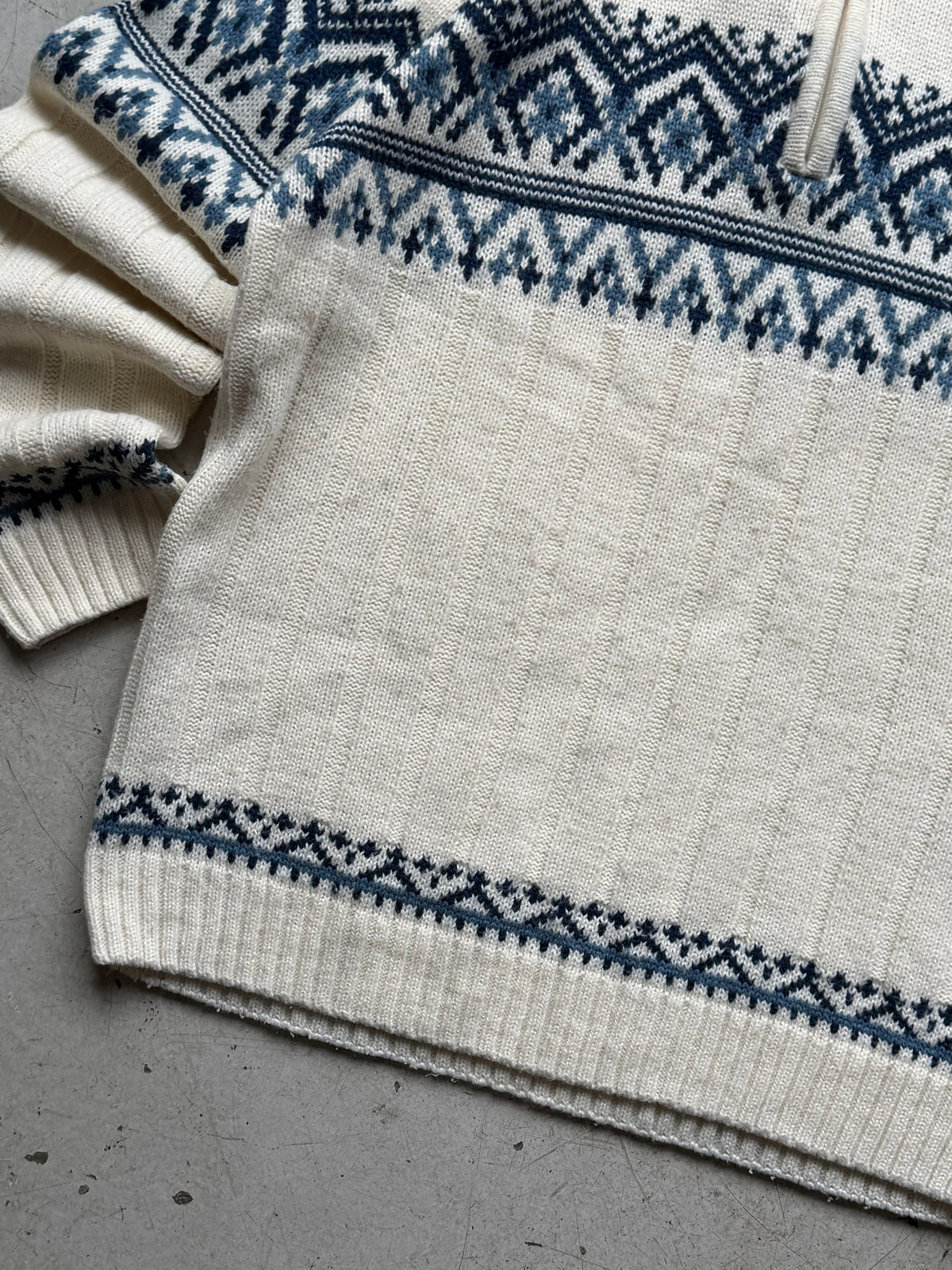 Nordic 1/4 zip strik | Creme/blå | L