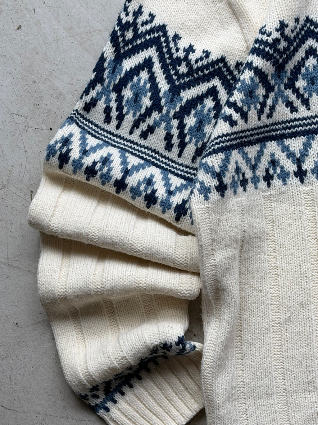 Nordic 1/4 zip strik | Creme/blå | L