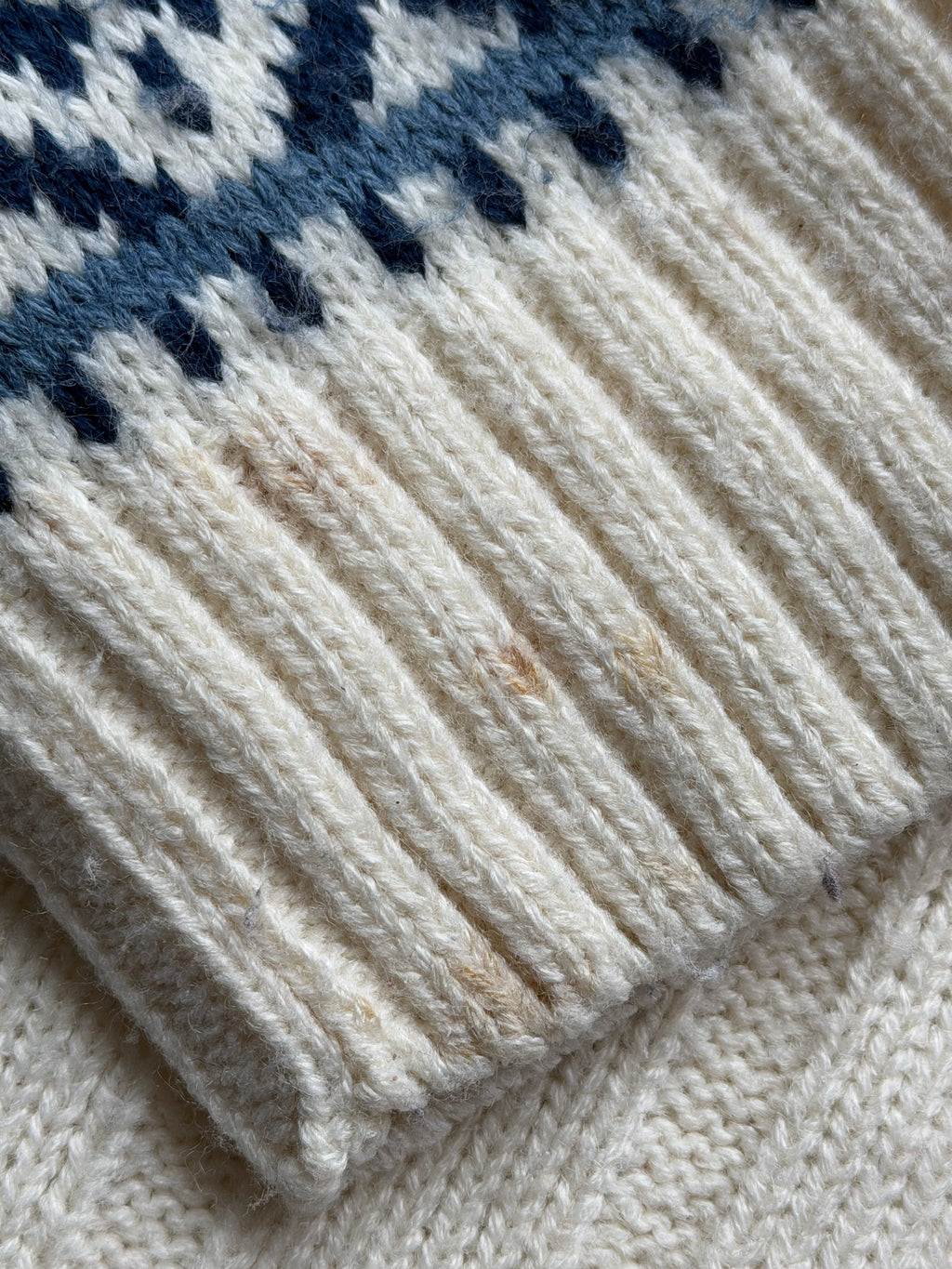 Nordic 1/4 zip strik | Creme/blå | L