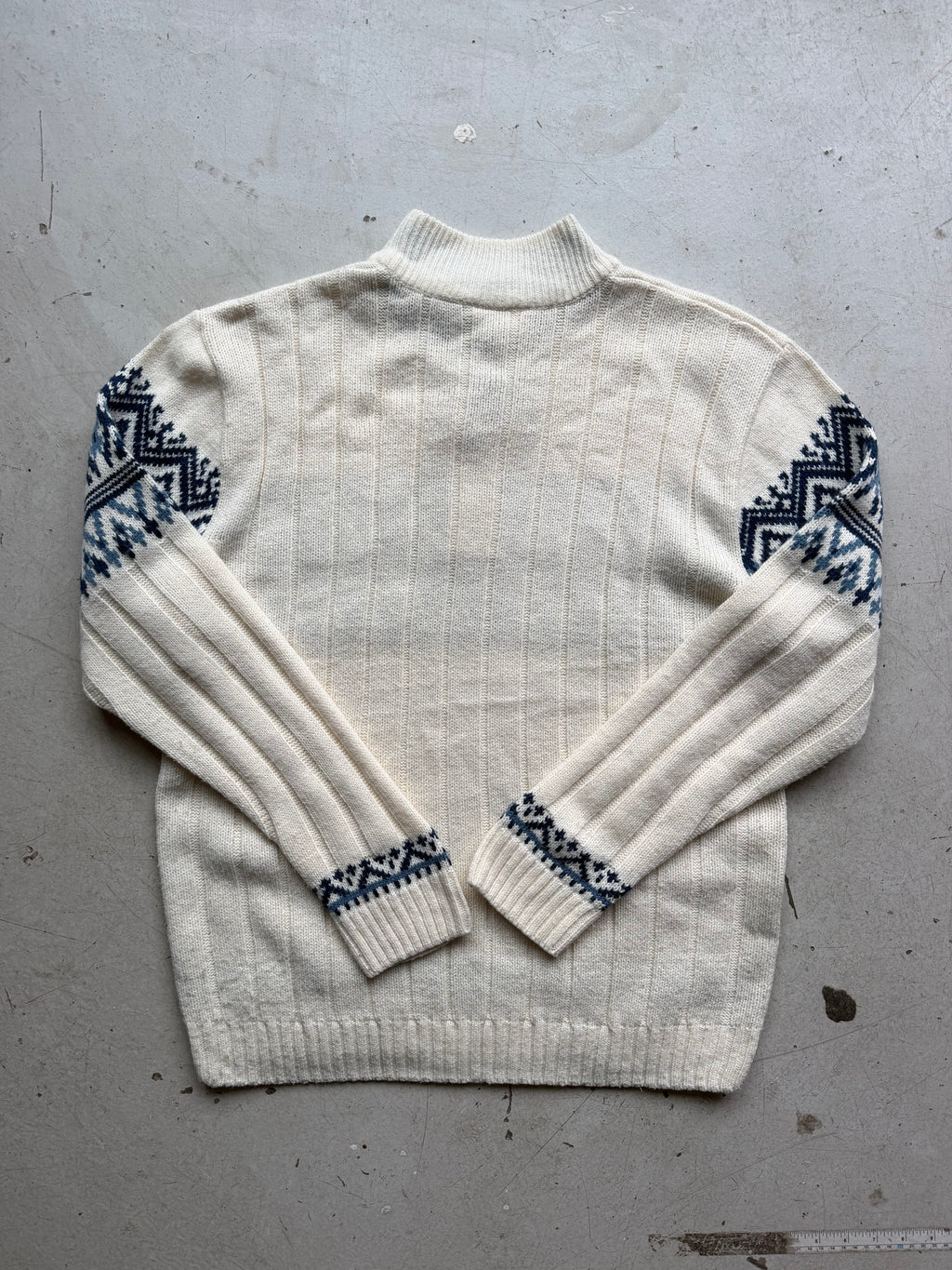 Nordic 1/4 zip strik | Creme/blå | L