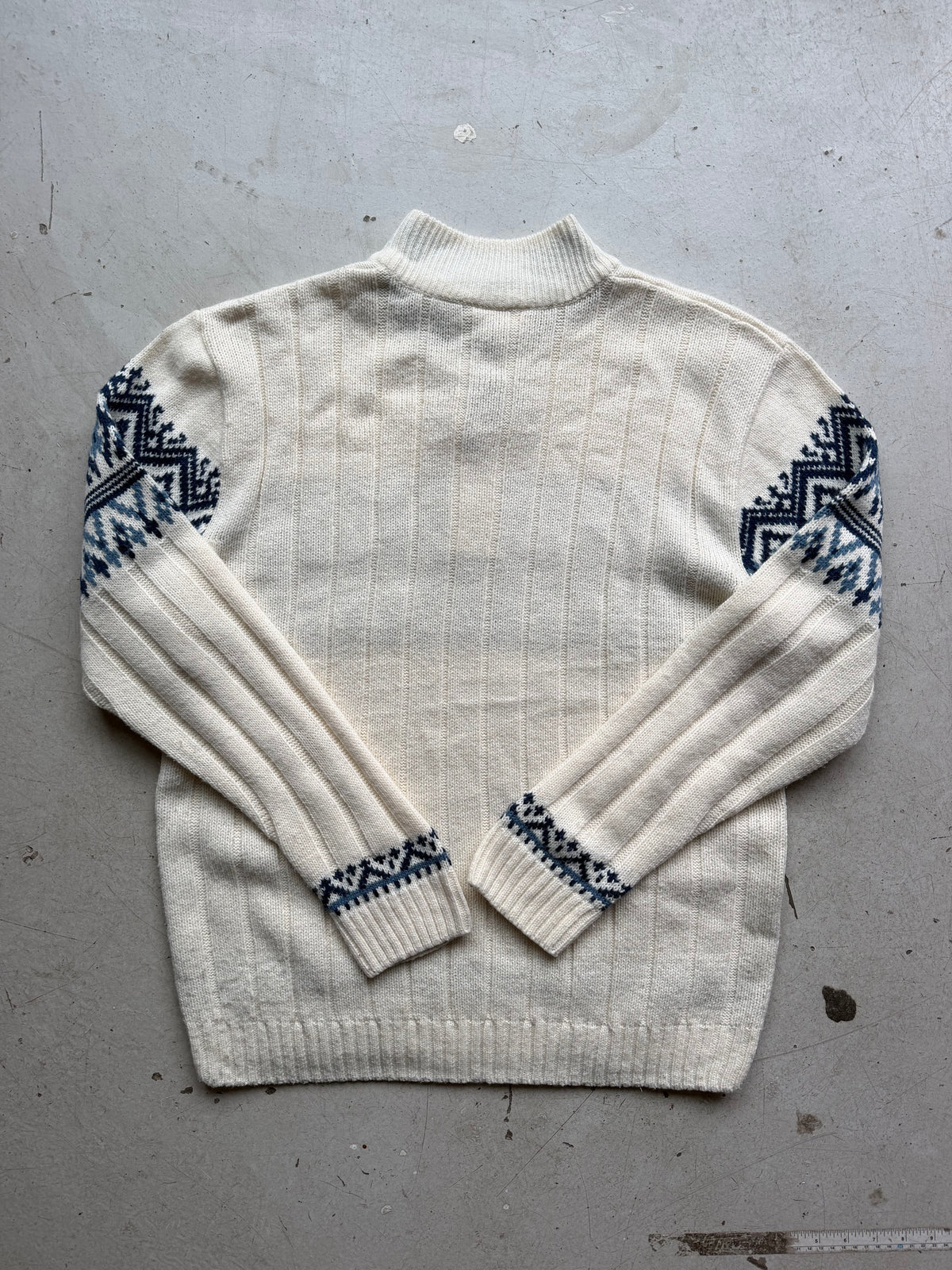 Nordic 1/4 zip strik | Creme/blå | L