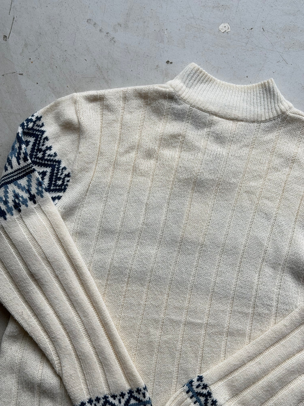 Nordic 1/4 zip strik | Creme/blå | L
