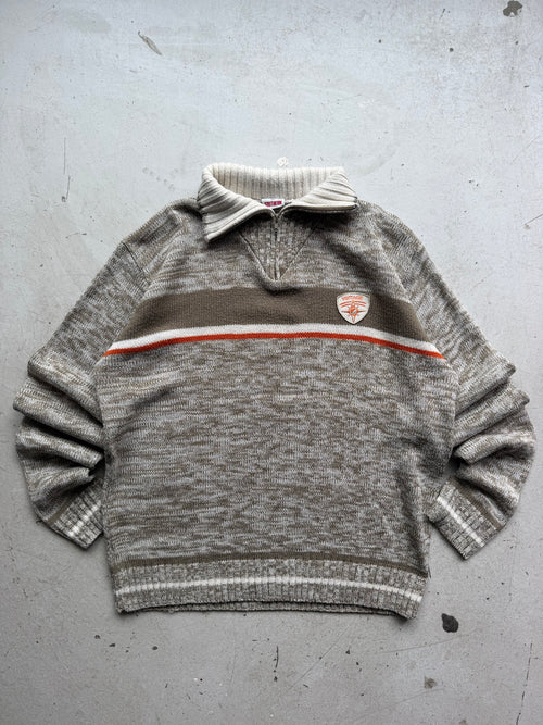 1/4 zip strik | Beige/orange | XL