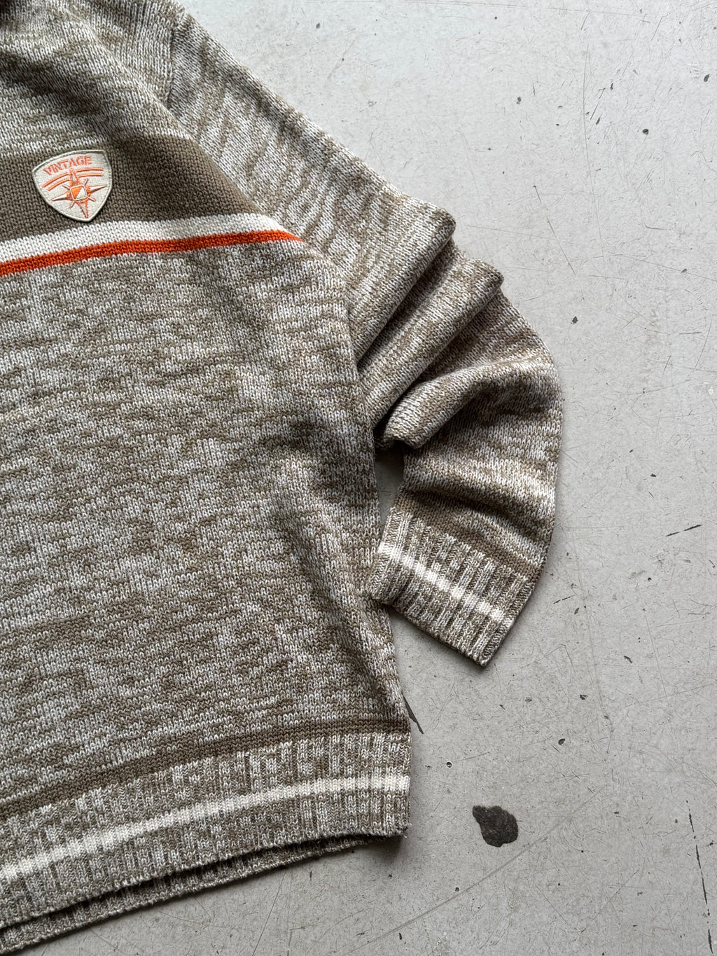 1/4 zip strik | Beige/orange | XL