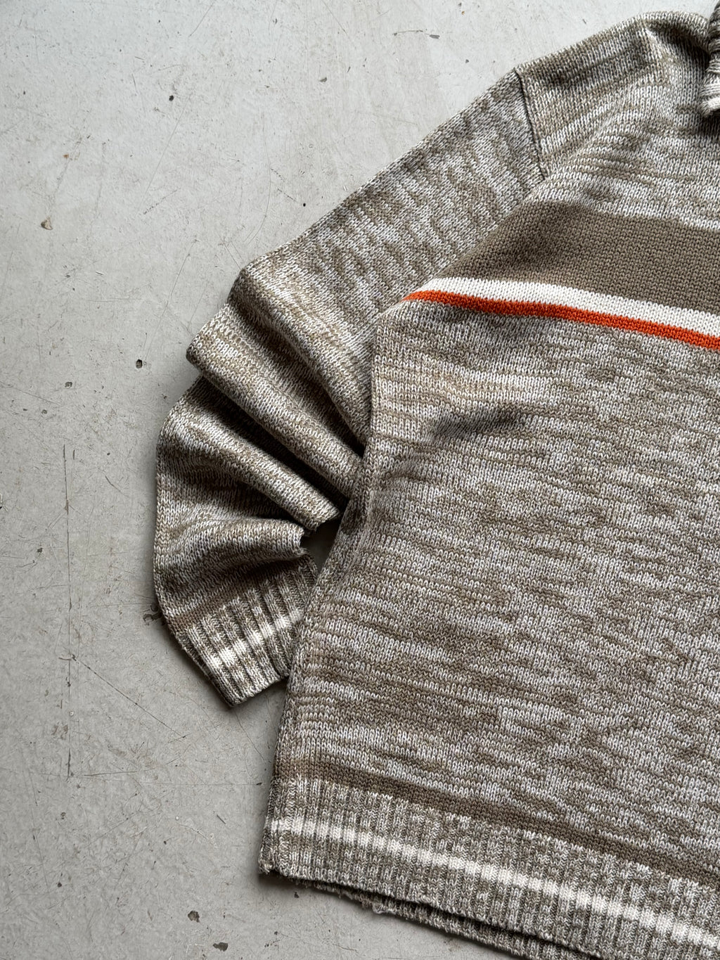1/4 zip strik | Beige/orange | XL