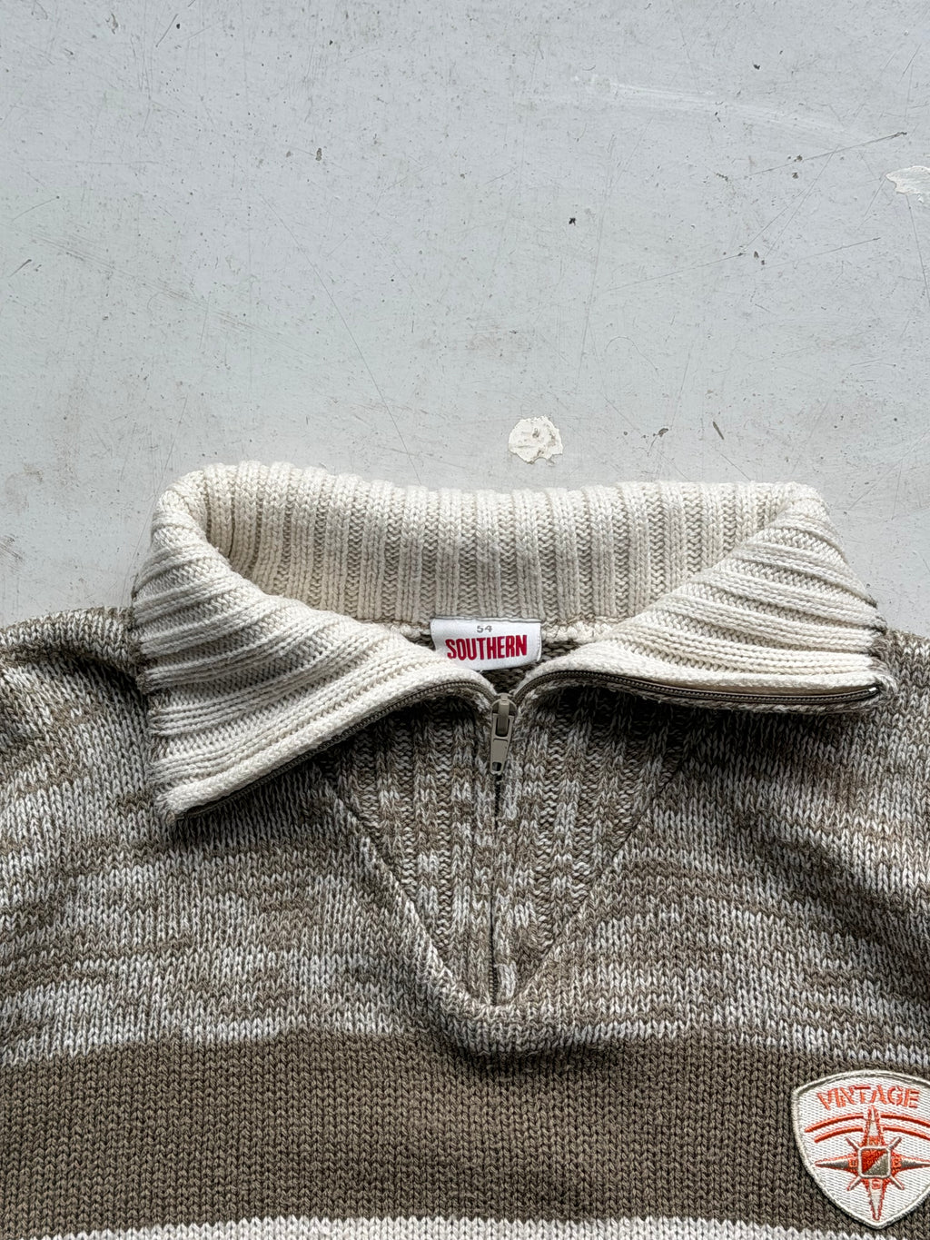 1/4 zip strik | Beige/orange | XL