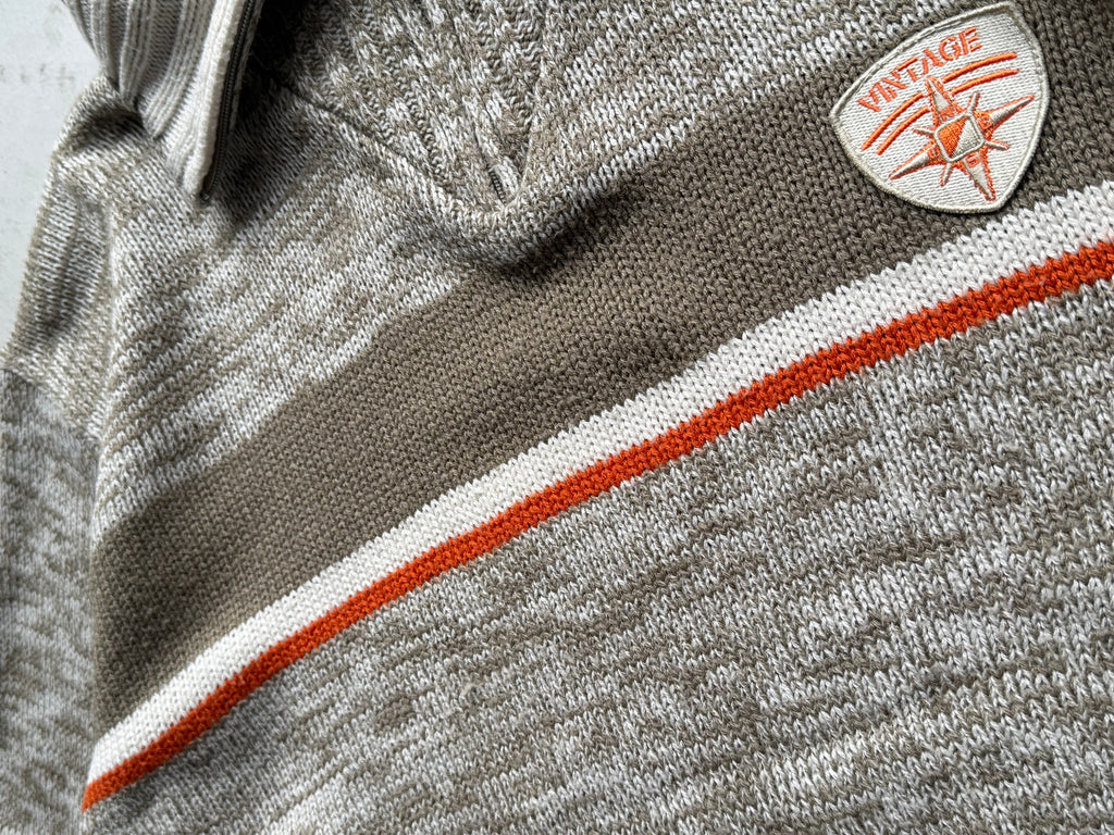 1/4 zip strik | Beige/orange | XL