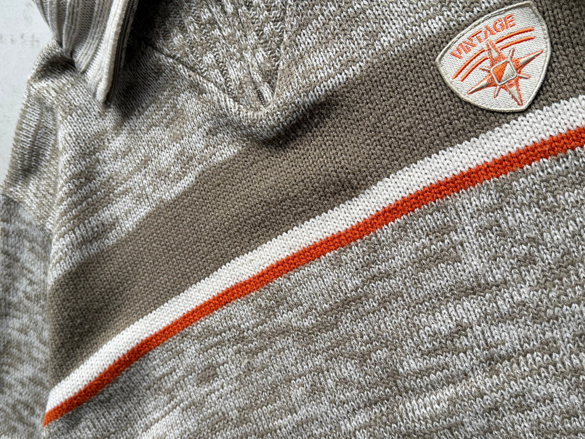 1/4 zip strik | Beige/orange | XL