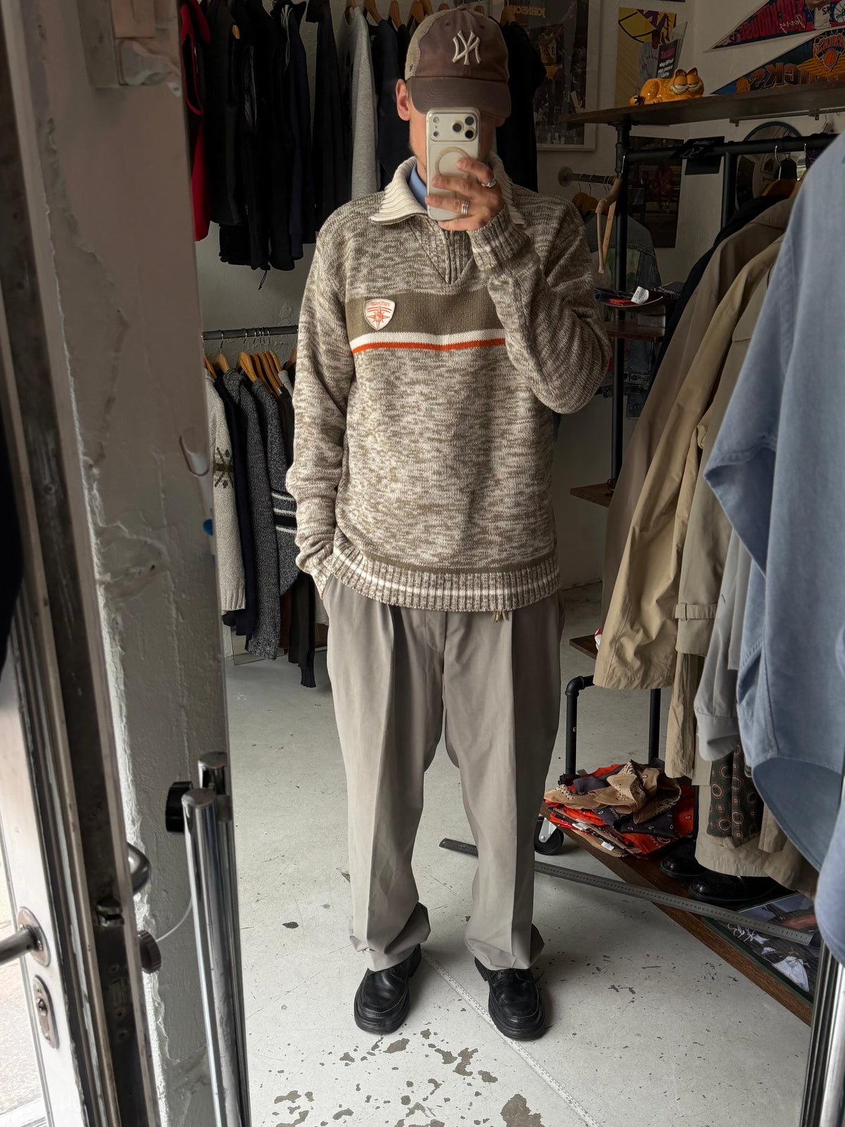 1/4 zip strik | Beige/orange | XL