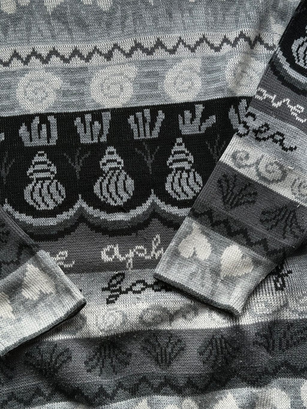 Vintage mønsterstrik | Grå / sort | Medium