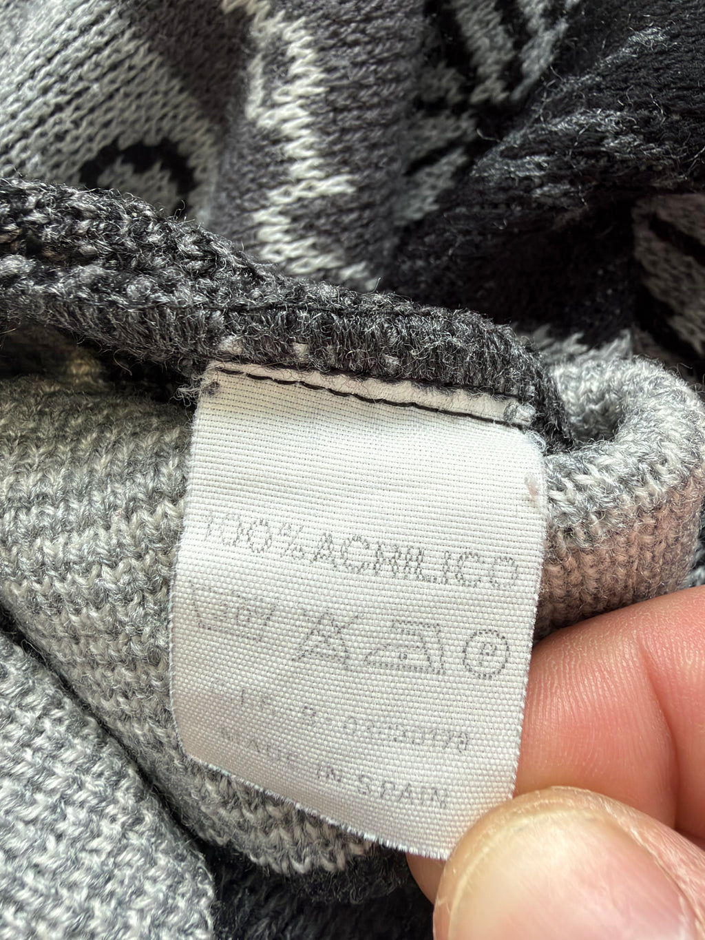 Vintage mønsterstrik | Grå / sort | Medium