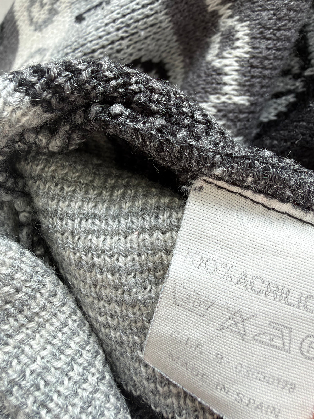 Vintage mønsterstrik | Grå / sort | Medium