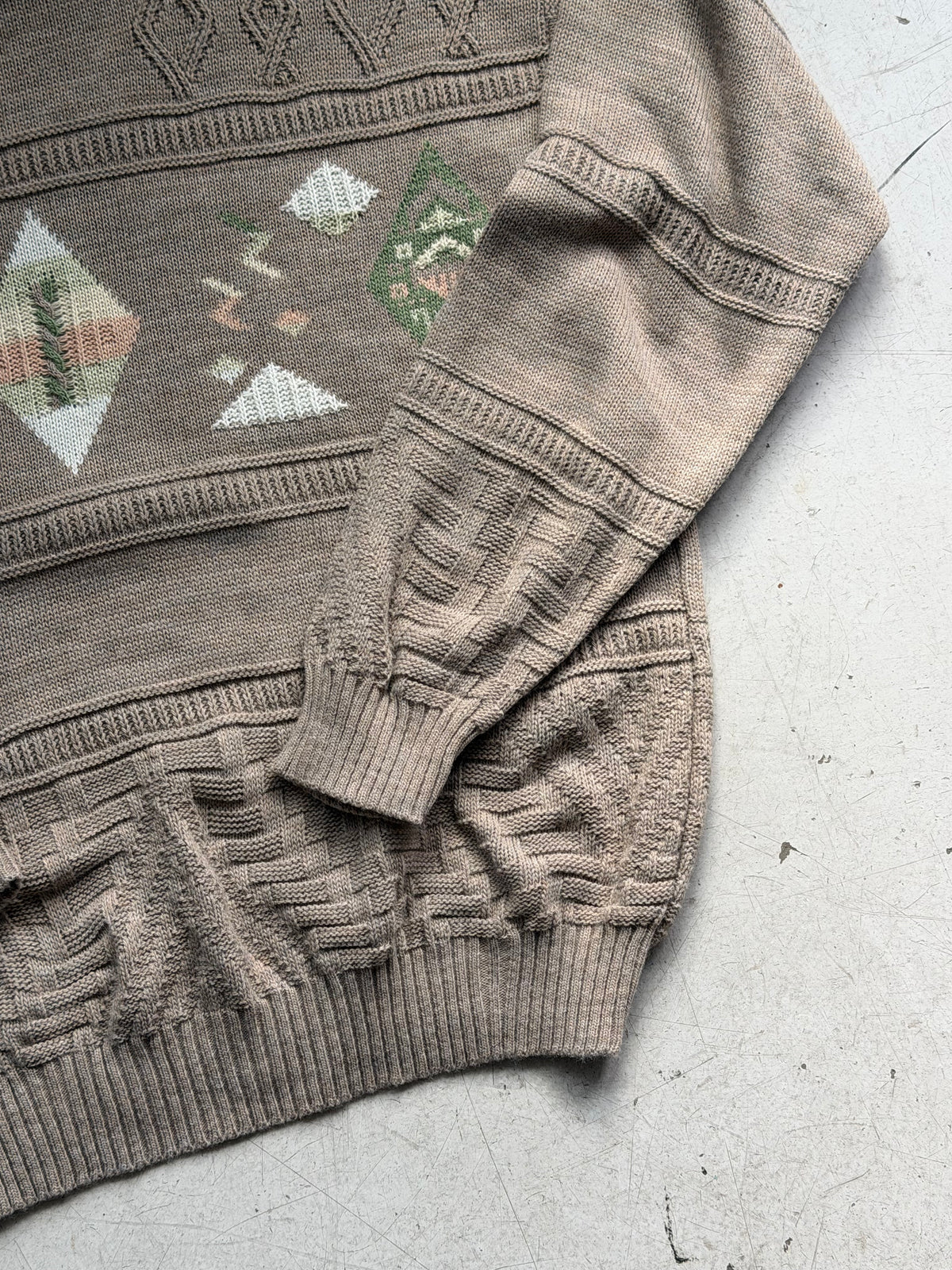 Vintage | Mønsterstrik | Brun | Large