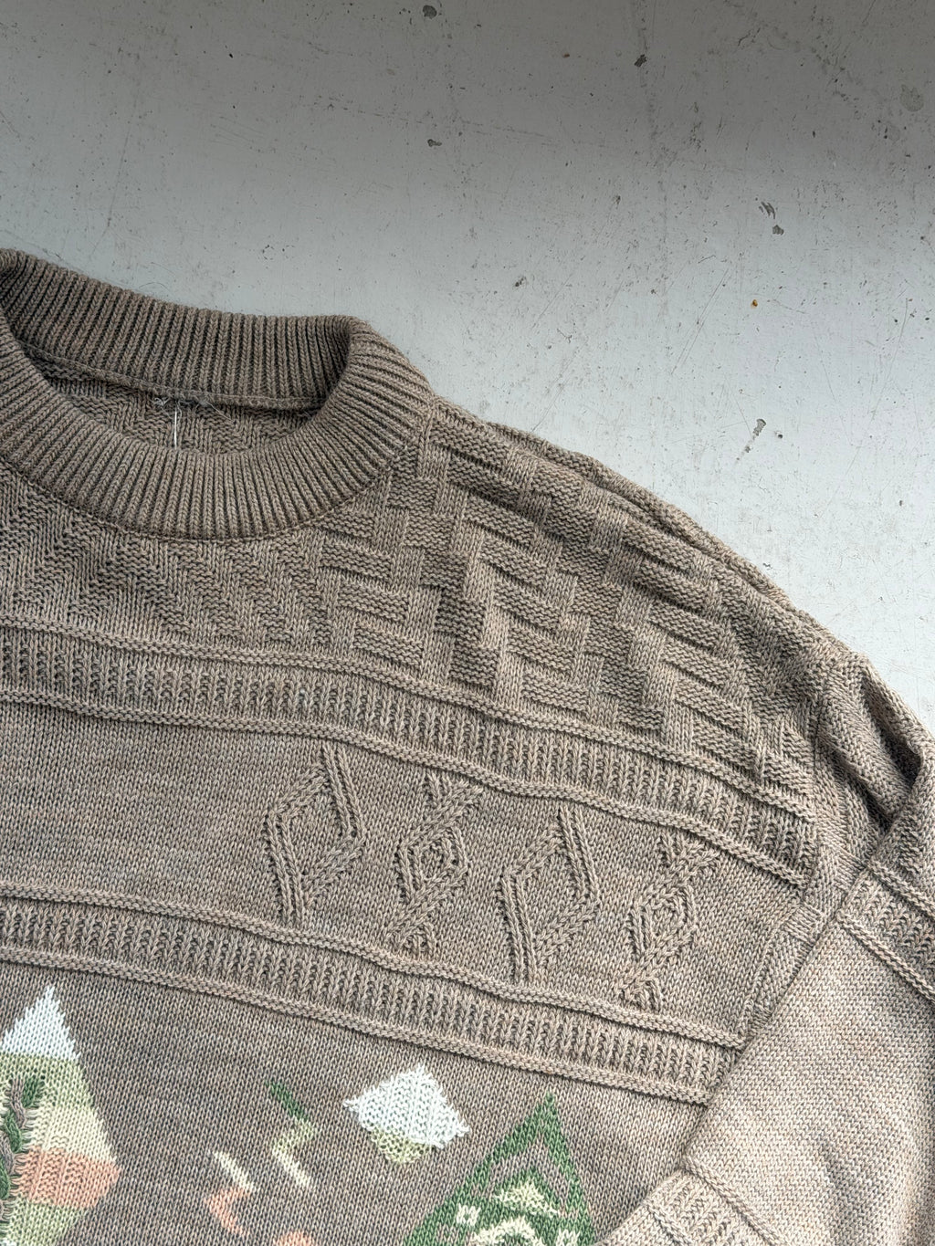 Vintage | Mønsterstrik | Brun | Large
