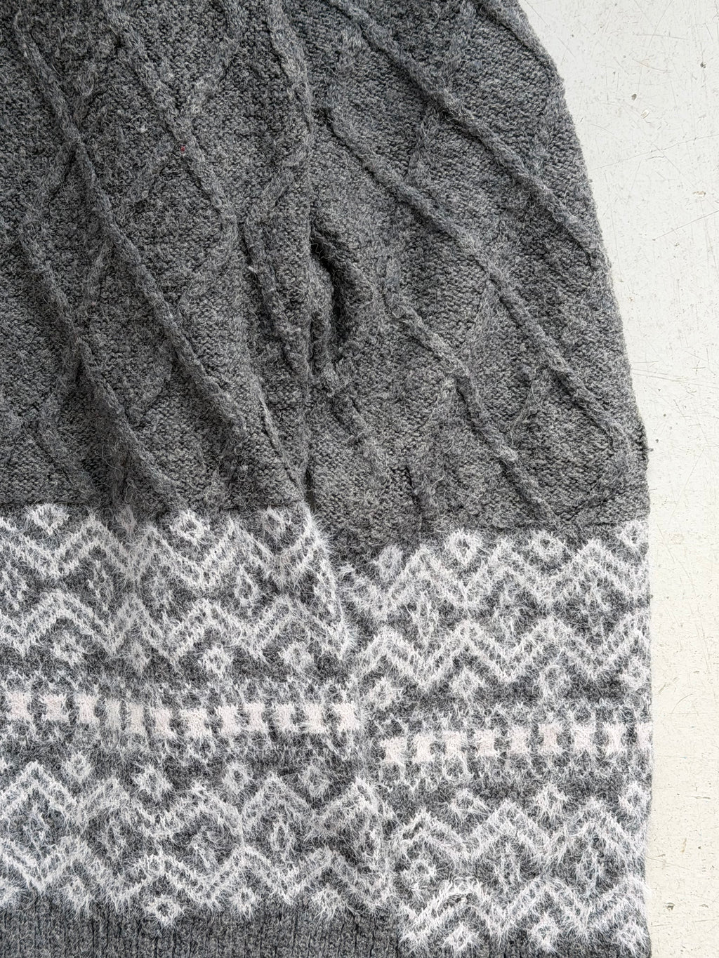 Vintage Mønsterstrik | Grå | M