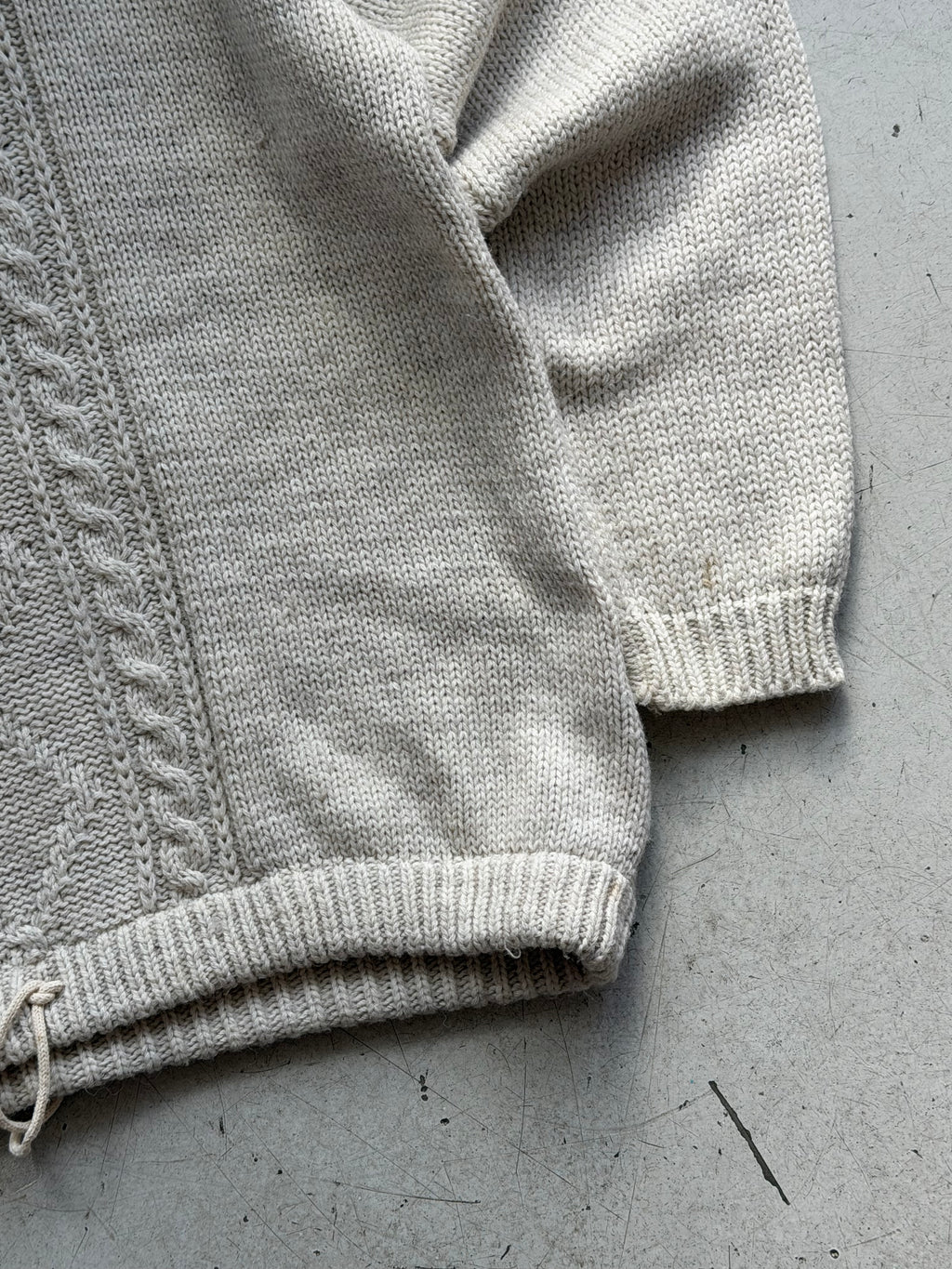 Vintage 1/4 Zip Kabelstrik | Creme | Large