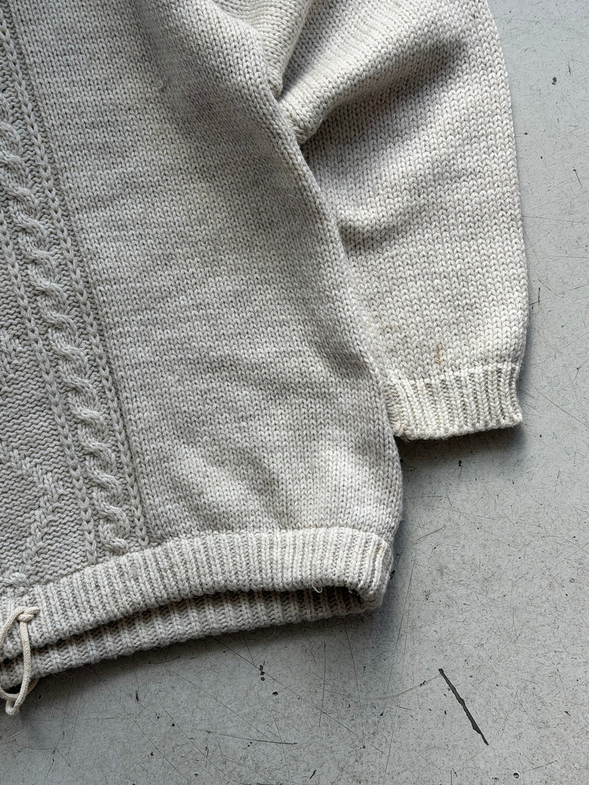 Vintage 1/4 Zip Kabelstrik | Creme | Large