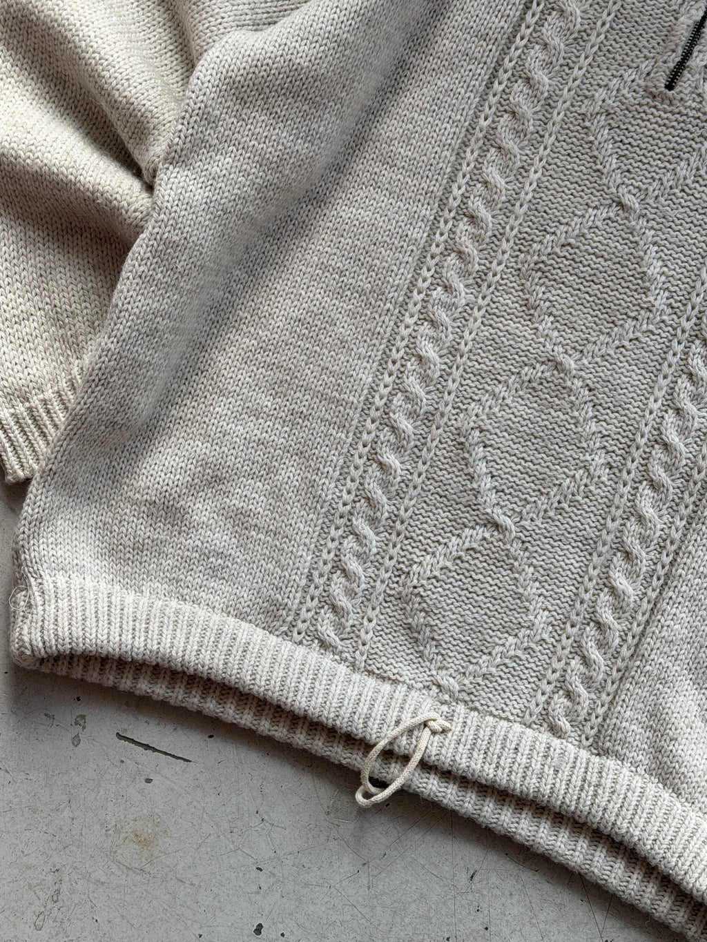 Vintage 1/4 Zip Kabelstrik | Creme | Large