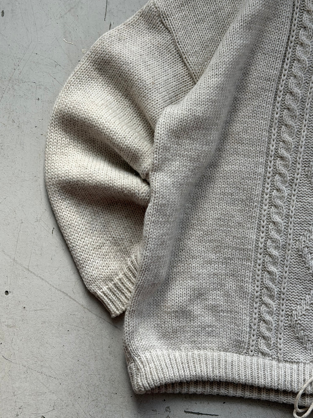 Vintage 1/4 Zip Kabelstrik | Creme | Large