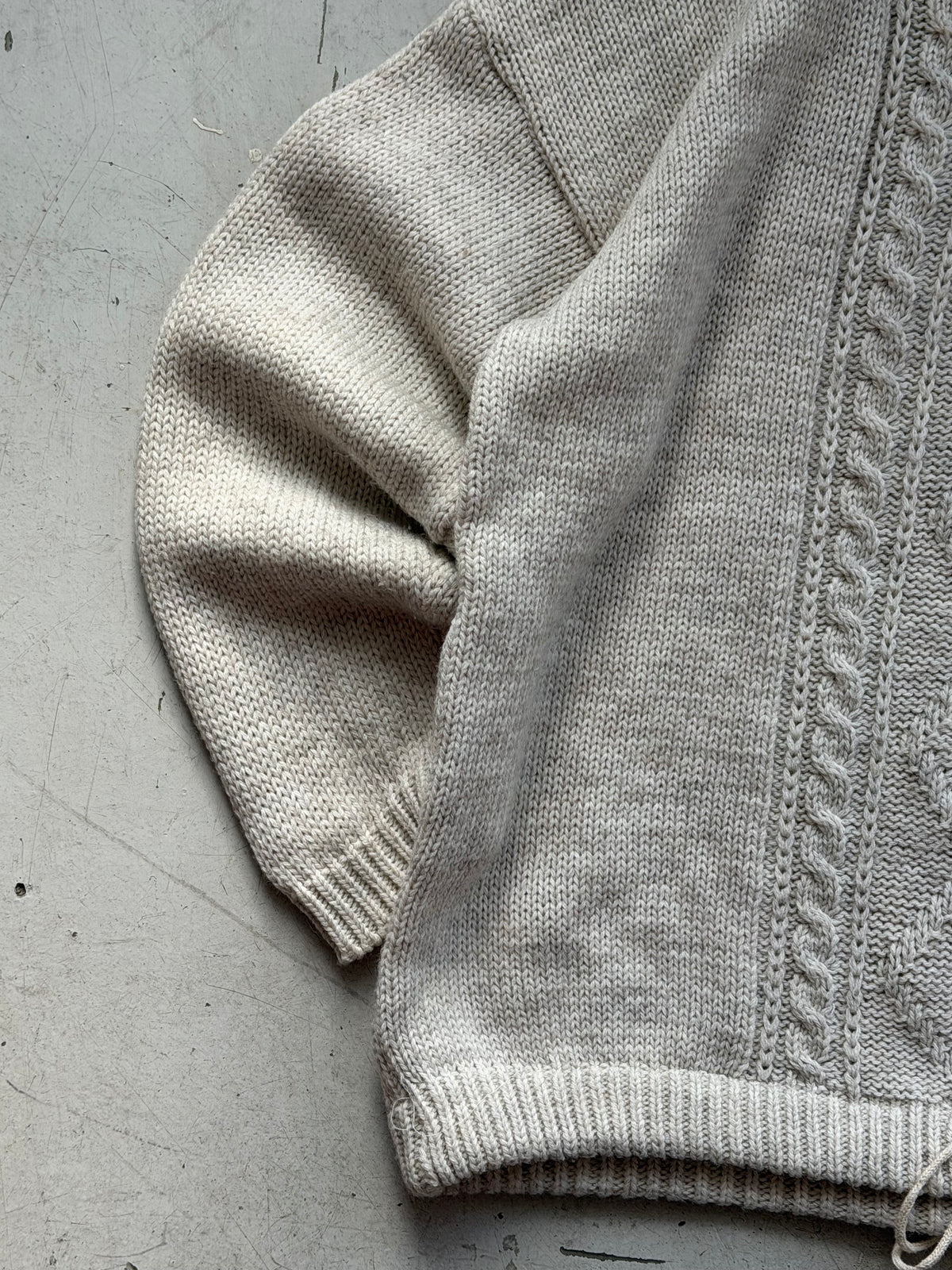 Vintage 1/4 Zip Kabelstrik | Creme | Large
