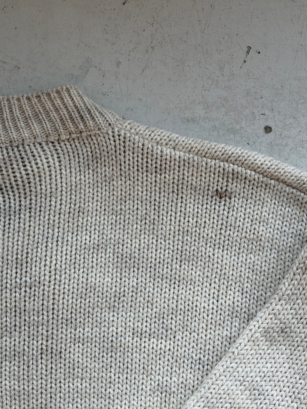 Vintage 1/4 Zip Kabelstrik | Creme | Large
