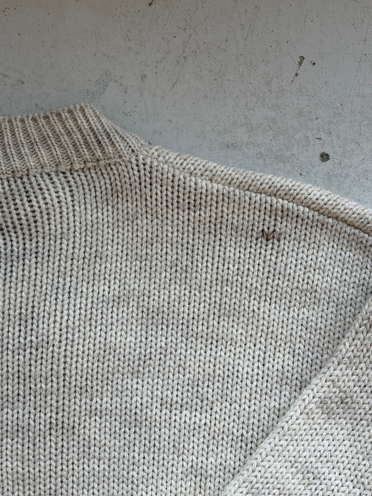 Vintage 1/4 Zip Kabelstrik | Creme | Large