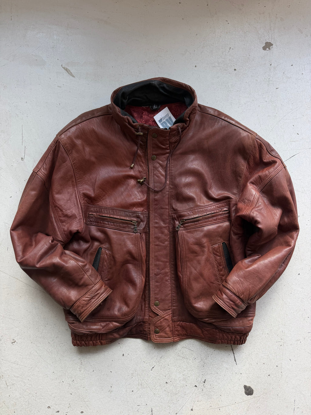 GIEL | Vintage læderjakke | Bordeaux | L