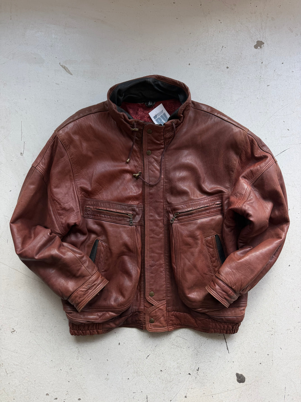 GIEL | Vintage læderjakke | Bordeaux | L
