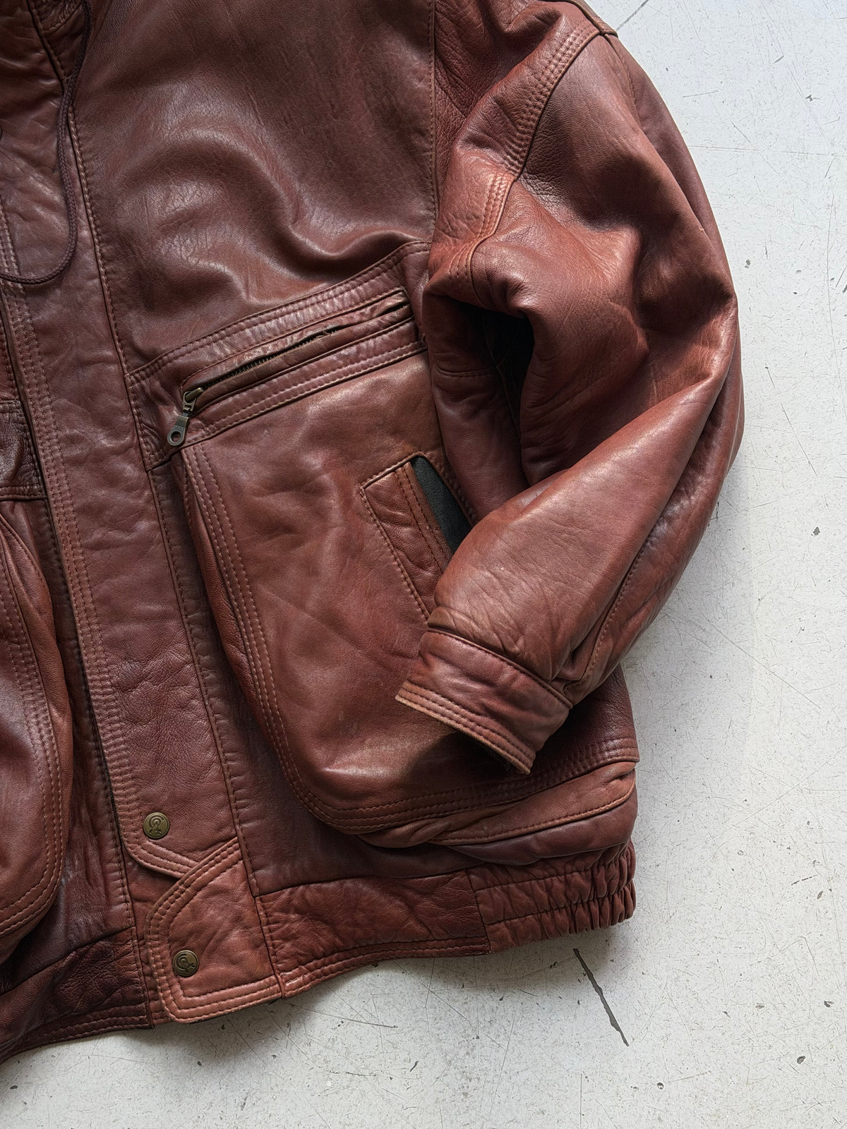 GIEL | Vintage læderjakke | Bordeaux | L