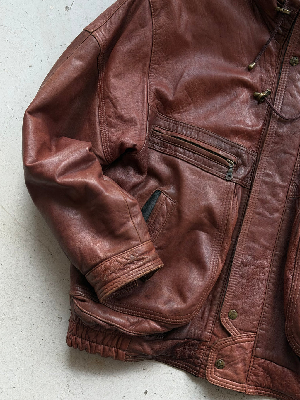 GIEL | Vintage læderjakke | Bordeaux | L