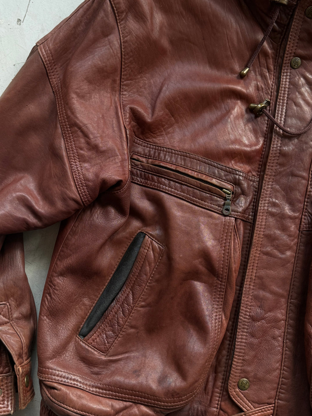 GIEL | Vintage læderjakke | Bordeaux | L