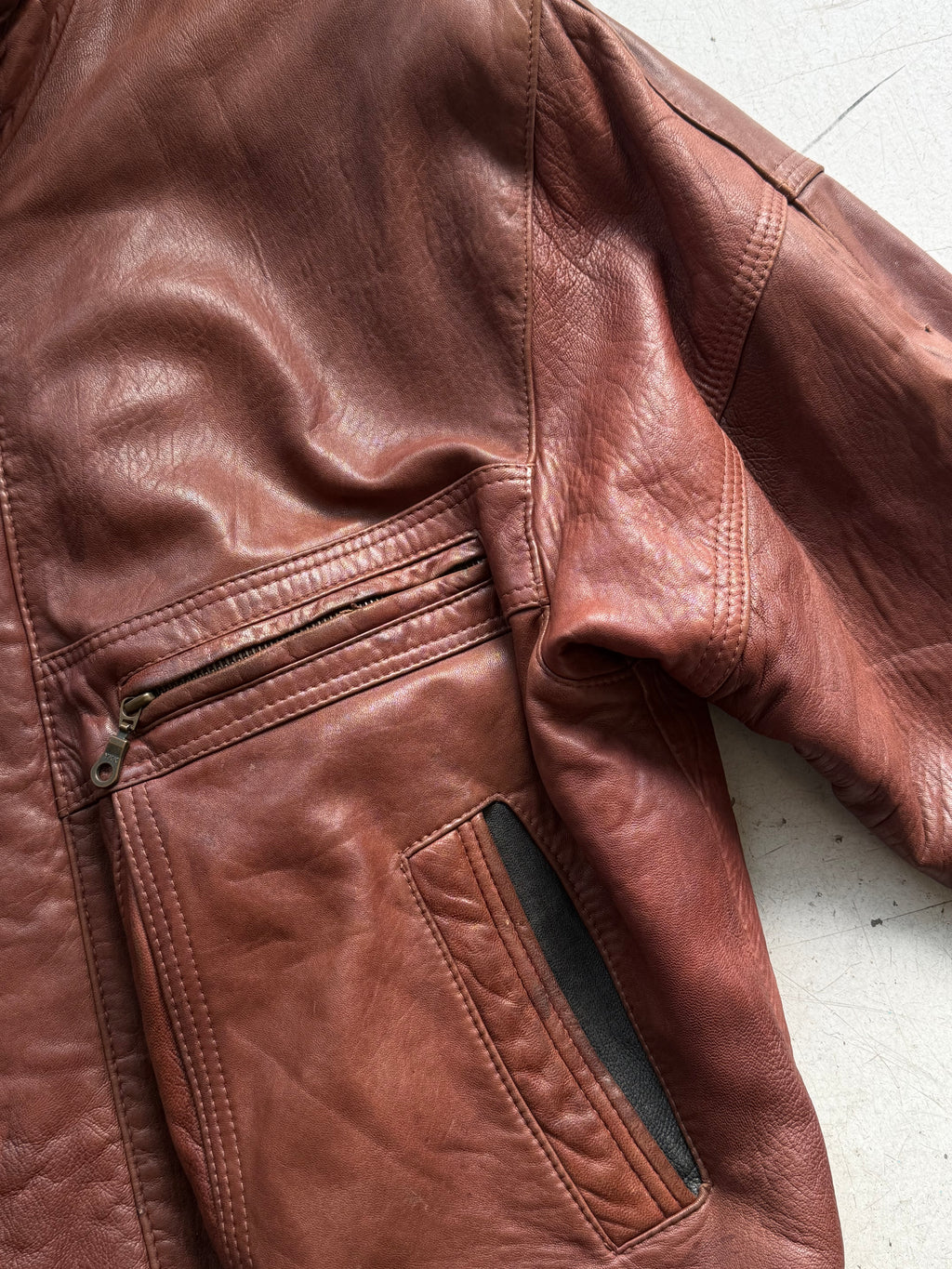 GIEL | Vintage læderjakke | Bordeaux | L
