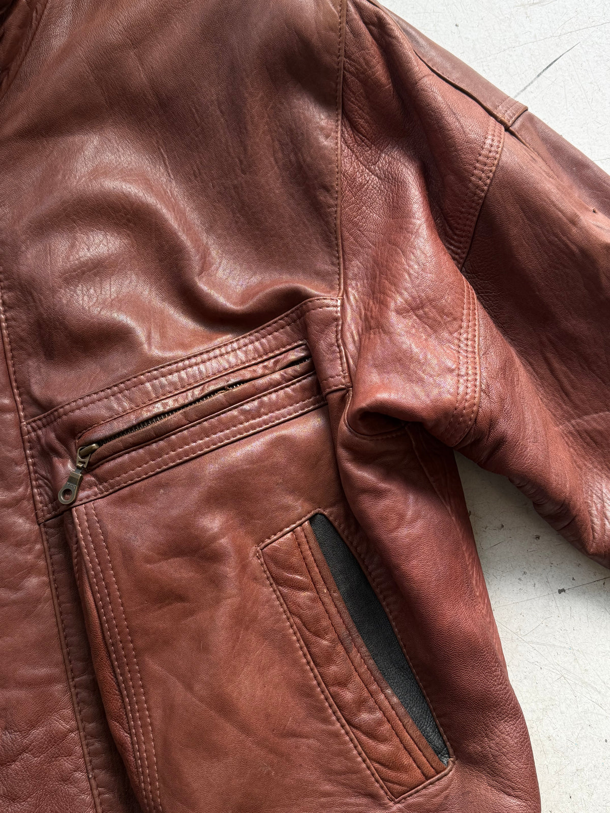 GIEL | Vintage læderjakke | Bordeaux | L