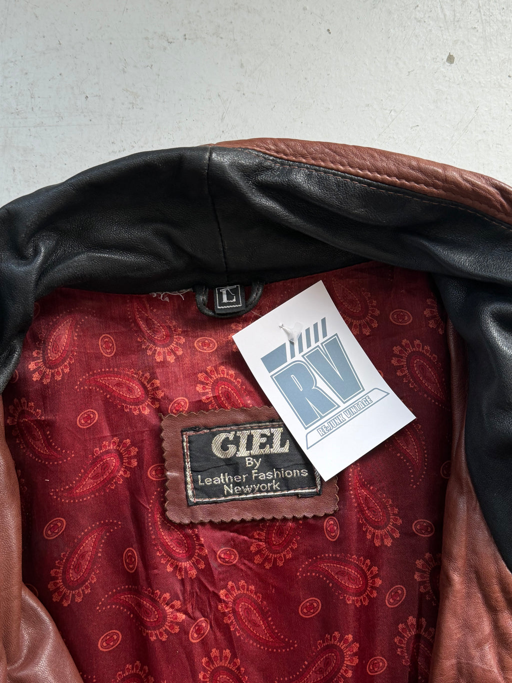GIEL | Vintage læderjakke | Bordeaux | L