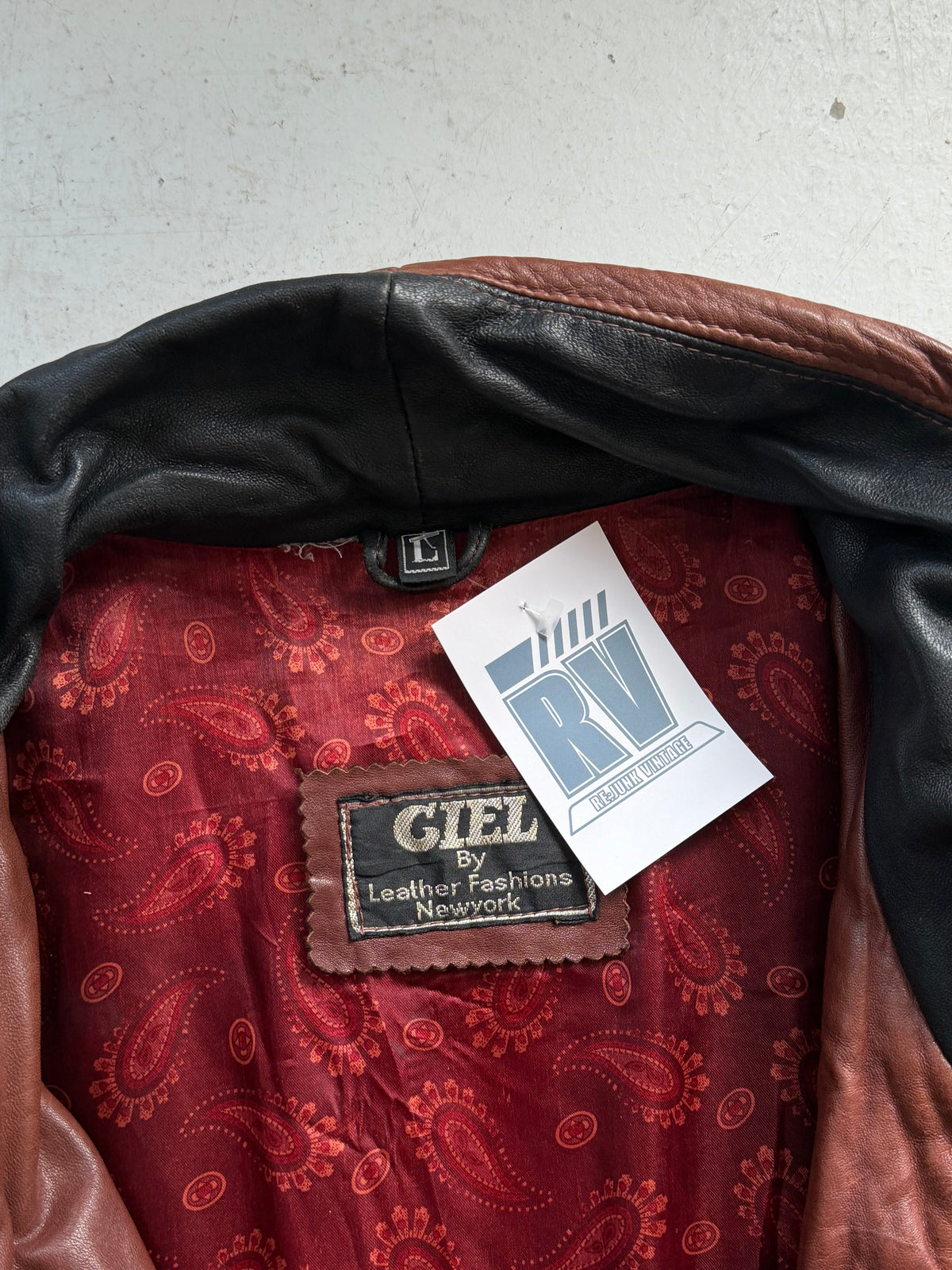 GIEL | Vintage læderjakke | Bordeaux | L