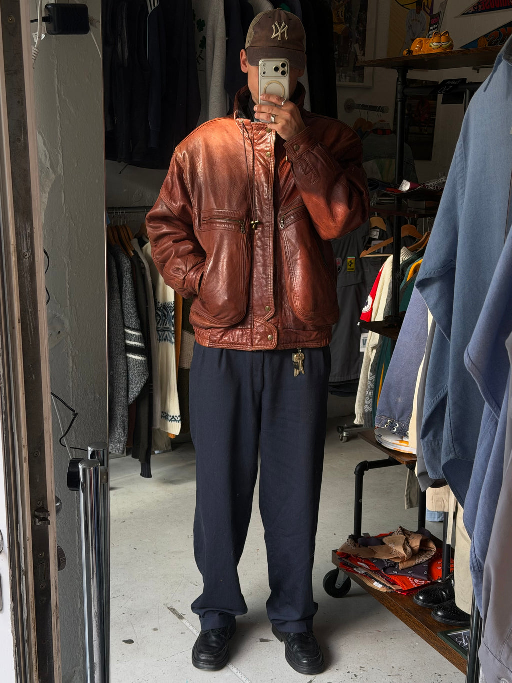 GIEL | Vintage læderjakke | Bordeaux | L