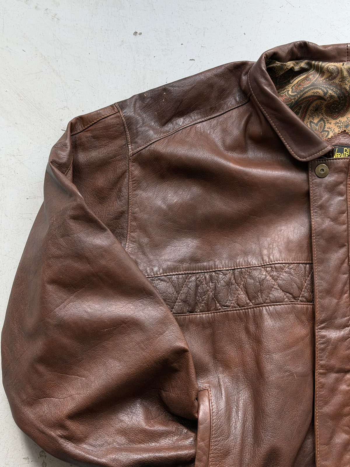 Vera Pelle | Vintage læderjakke | Brun | XL