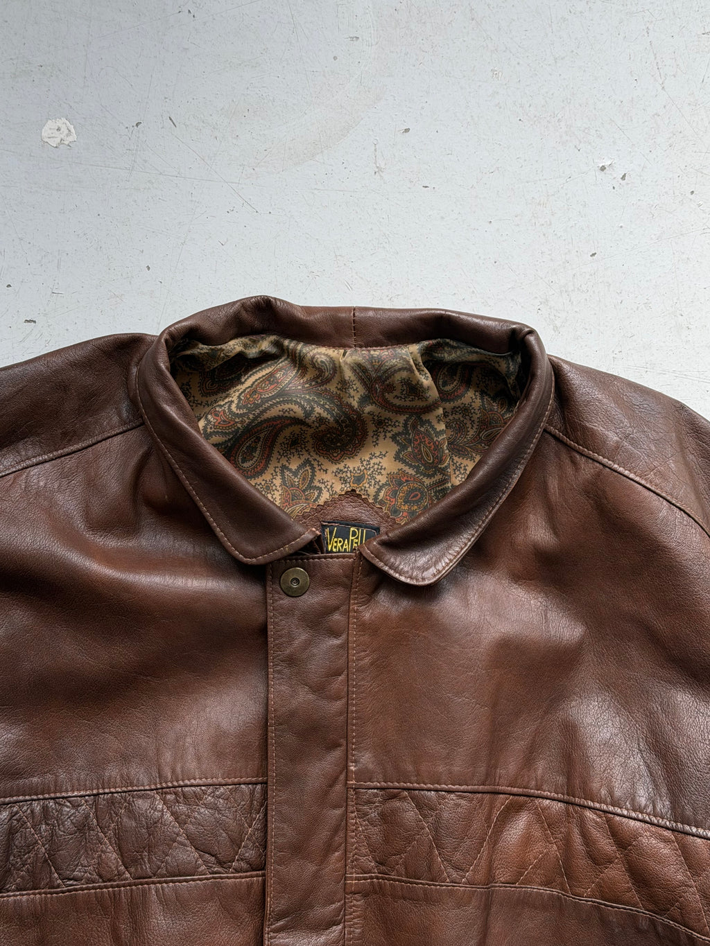 Vera Pelle | Vintage læderjakke | Brun | XL
