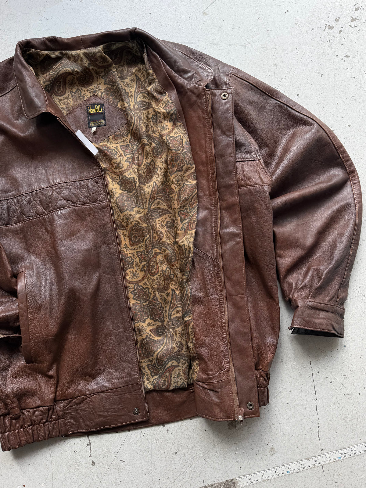 Vera Pelle | Vintage læderjakke | Brun | XL