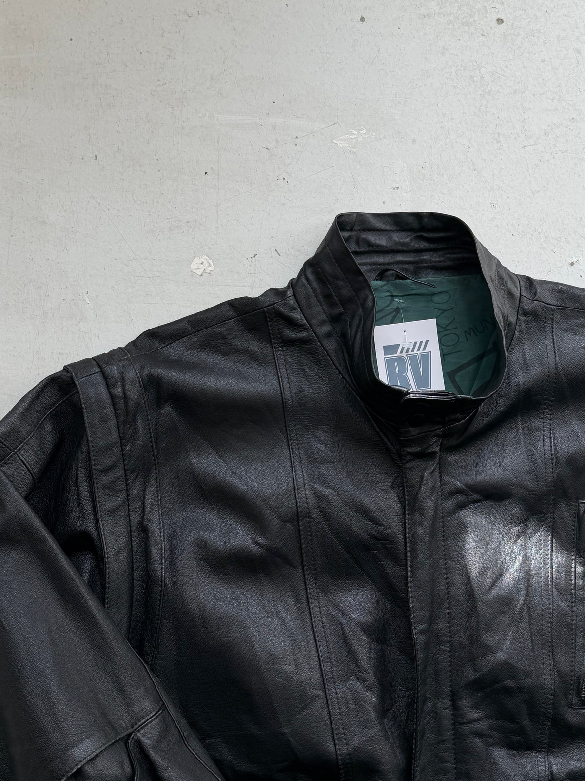 Vintage | Læder bomberjakke | Sort | L/XL