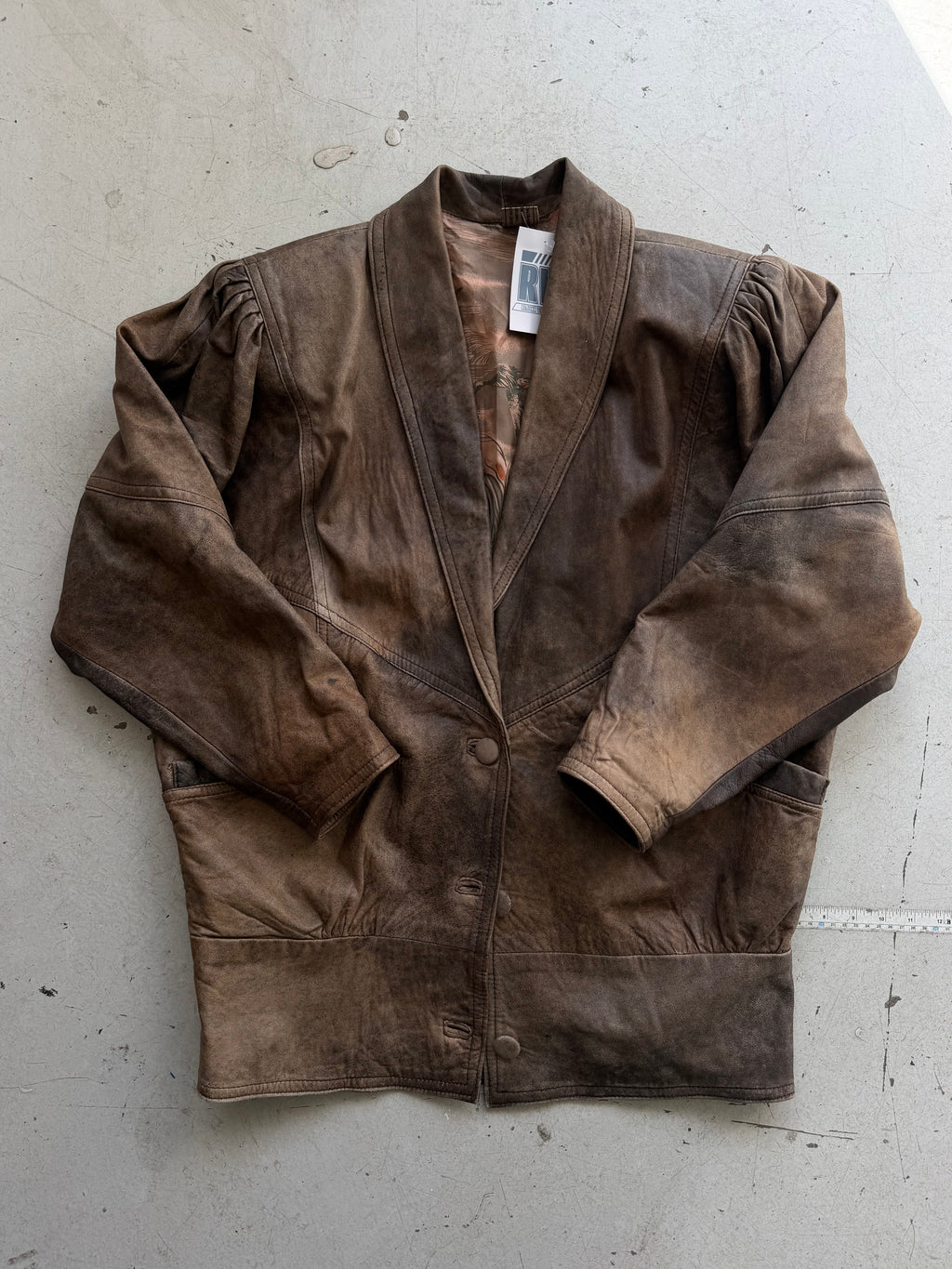 Vintage | Læderjakke | Brun | S